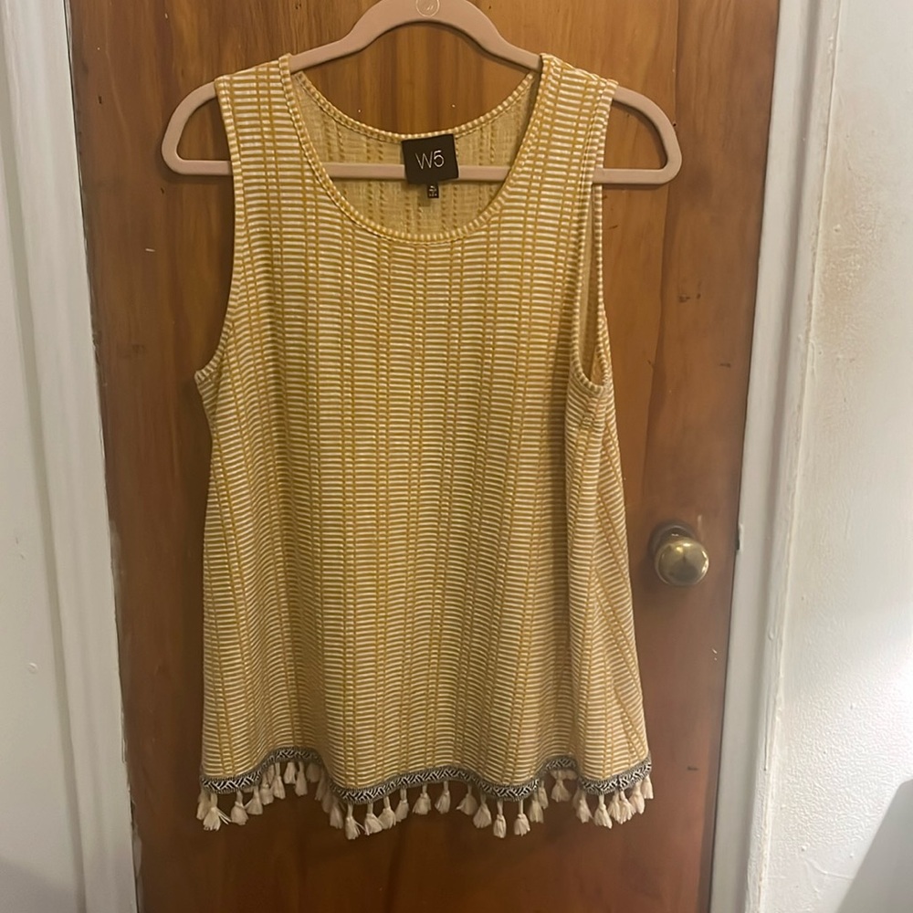 W2 yellow and white sleeveless top